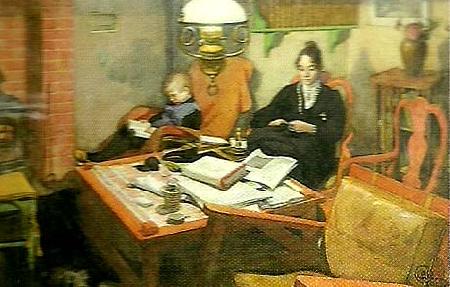 Carl Larsson vid aftonlampan- strax fore sovdags china oil painting image